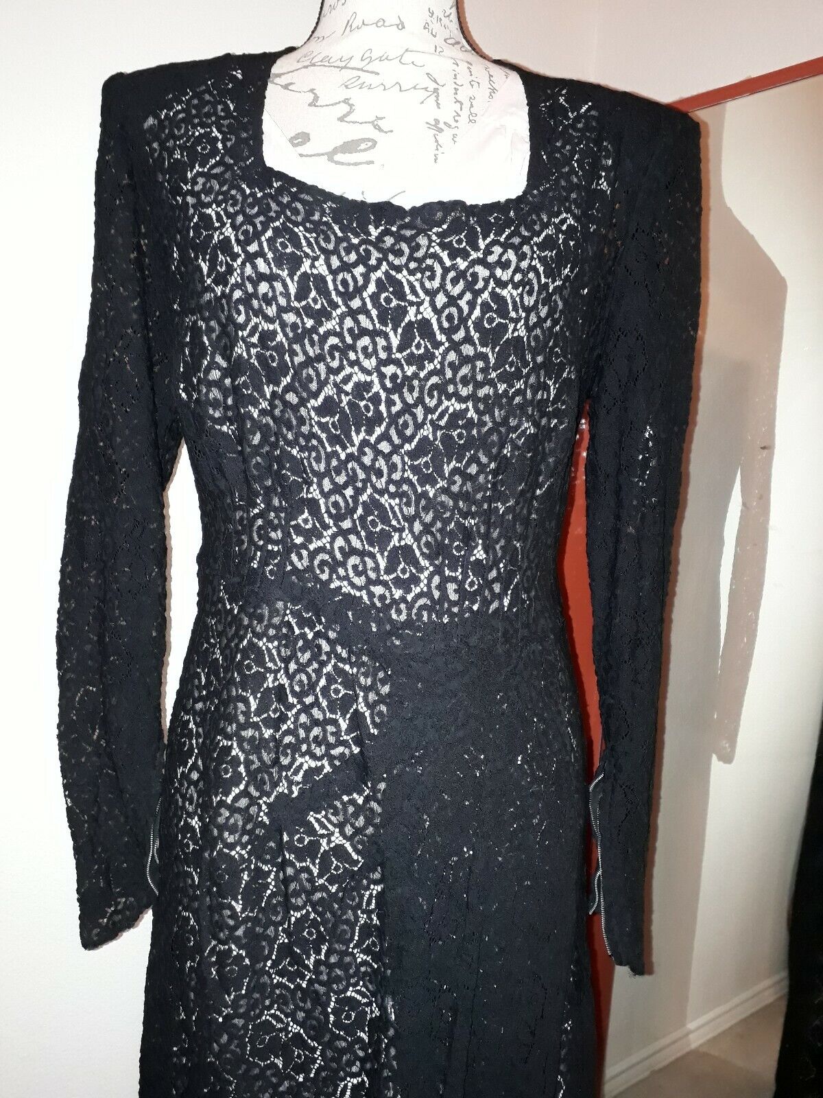 Vintage 1930s? 40s? Evening Gown Black Lace Dress… - image 1