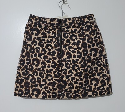 Matalan Girls Brown Animal Print Denim A-Line Skirt Size 12 Years