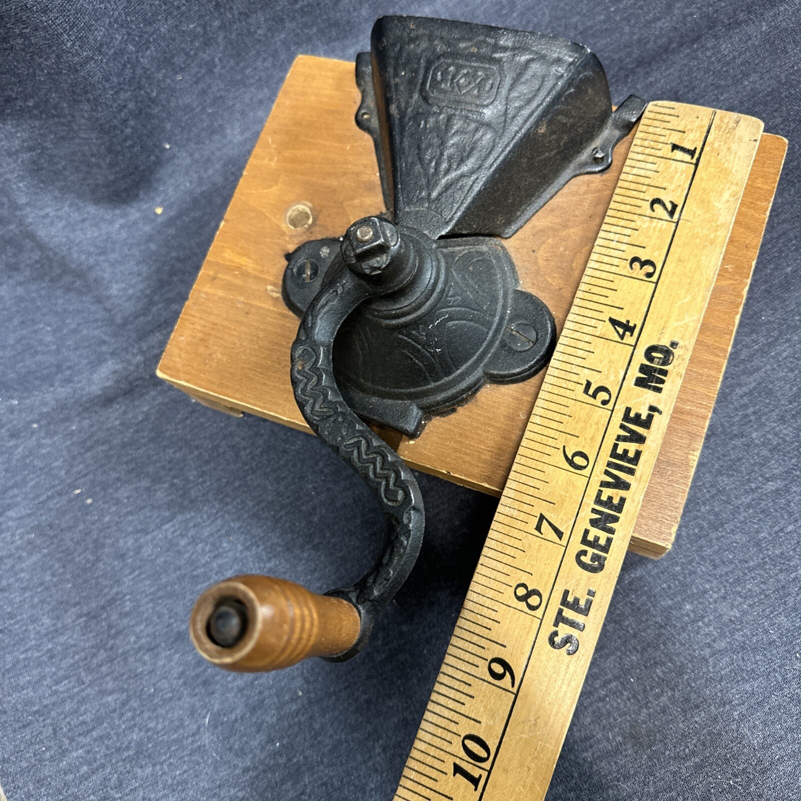 Antique Brighton Coffee Mill Grinder Cast Iron Hand Crank Wall Mounted