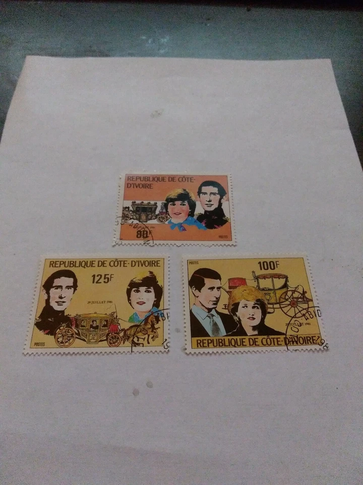 Ivory Coast #593-595 (A218) VF USED CTO - 1981 80fr to 125fr Royal Wedding   - Image 2 of 4