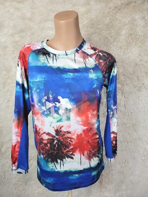 2 Reel Legends Big Boy's Size Large Keep-It-Cool Long Sleeve Shirt Red & Blue 
