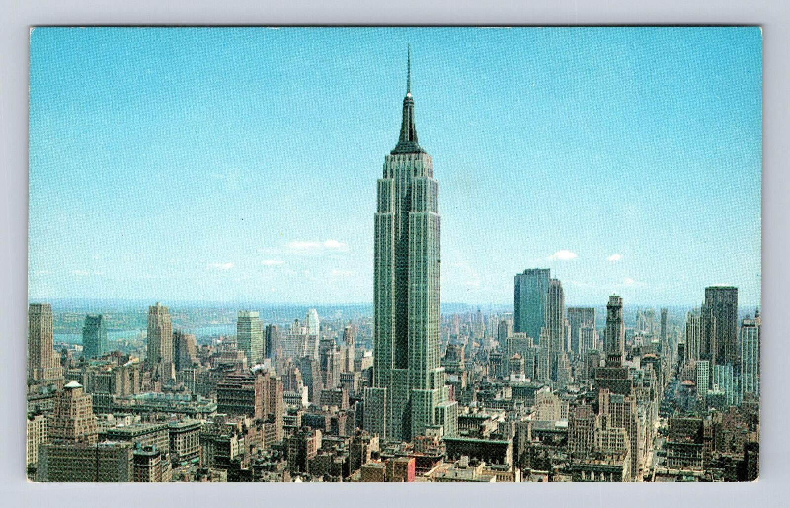 Vintage NYC Uptown Skyline Postcard Featuring Empire State Building