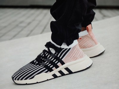 adidas originals eqt support mid adv trainers in black and pink