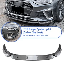 Carbon Fiber Look Front Bumper Splitter Lip For Audi A4 S4 B9.5 Sline 2020-2024