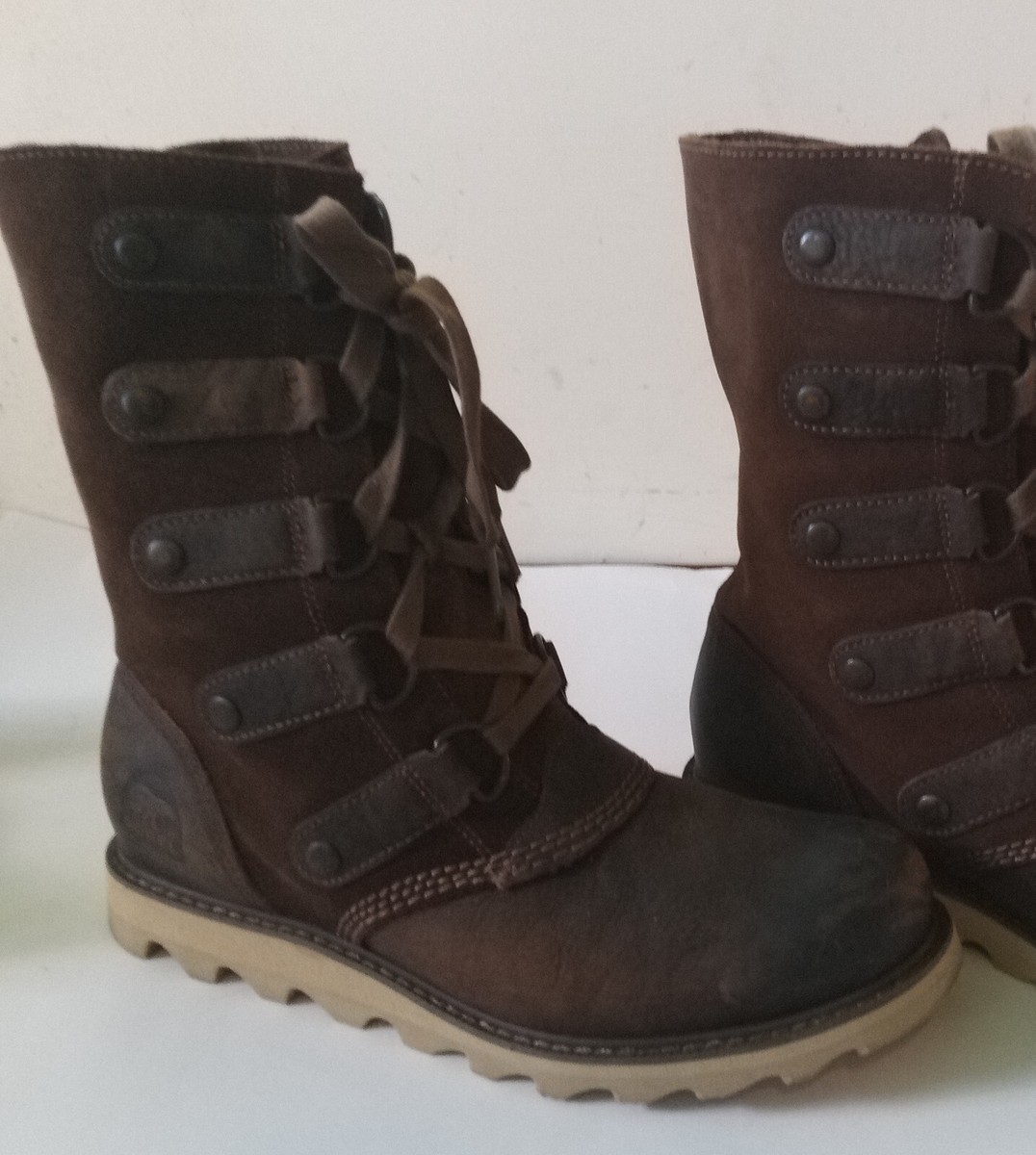 Sorel Womens NL2000 Scotia Waterproof Lace Up Brown Leather Boots Size