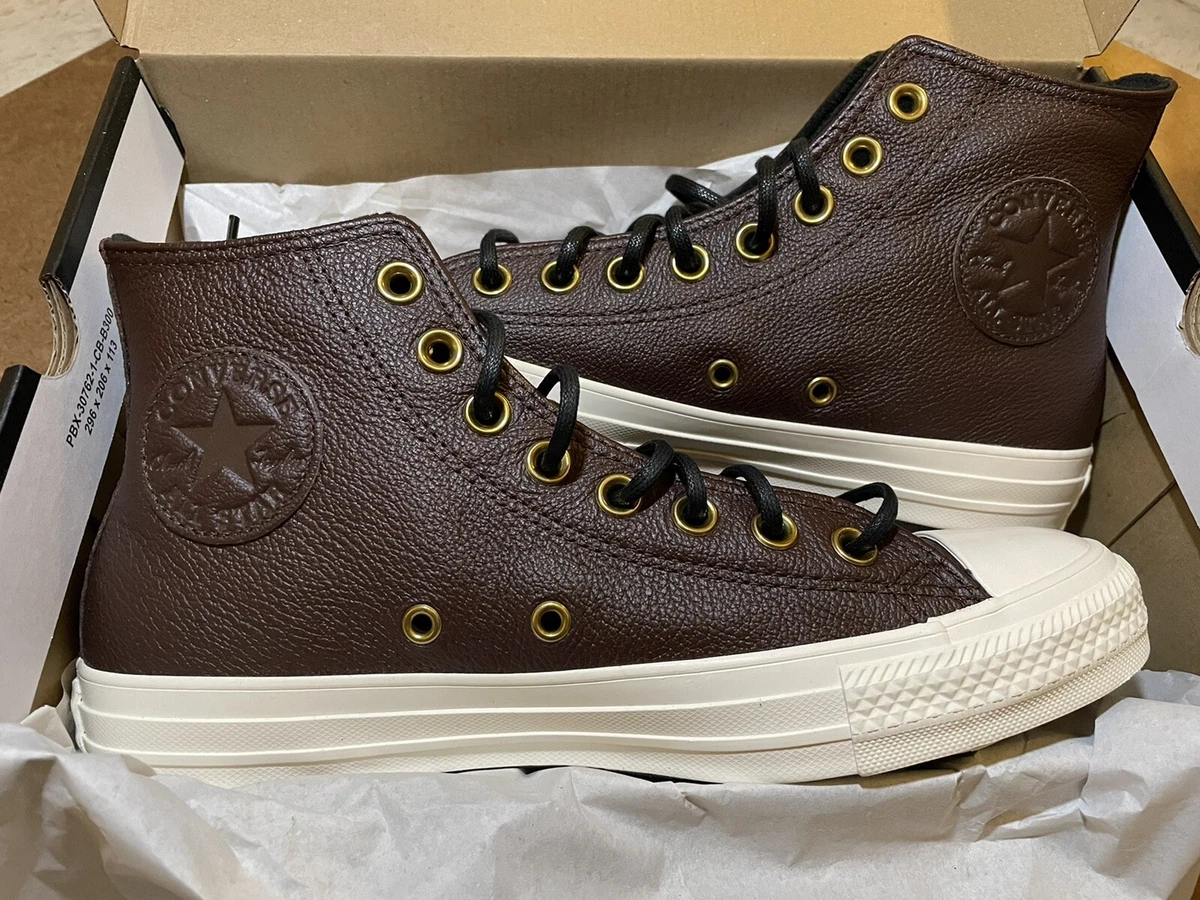 Sprede argument Snavs NEW Leather Converse Hi Top Sneakers Dark Root Brown Mens 6.5 Womens 8.5  Unisex | eBay