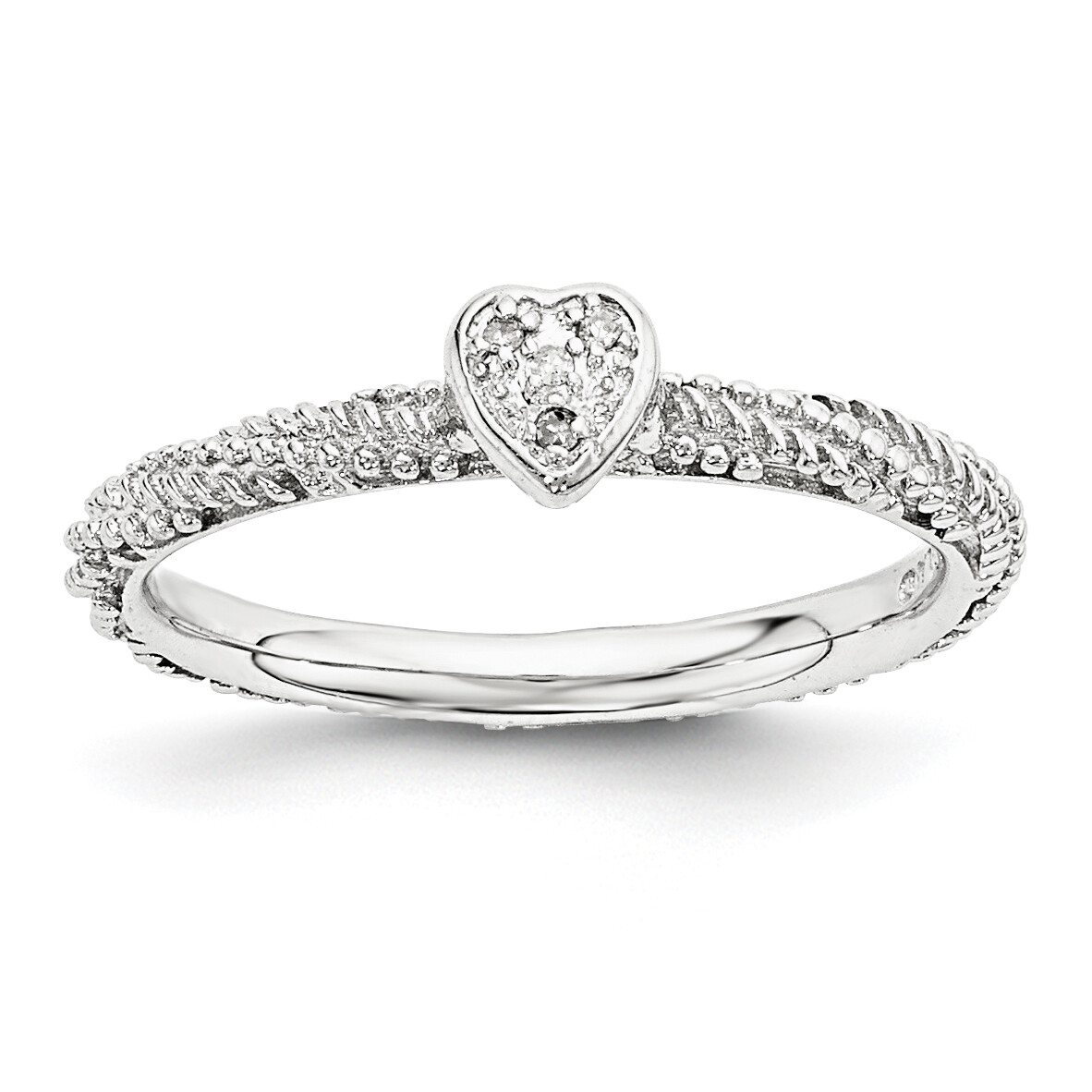 Sterling Silver Diamond Stackable Expressions Textured Heart Ring Sterling Silver Diamond Stackable Expressions Textured Heart Ring