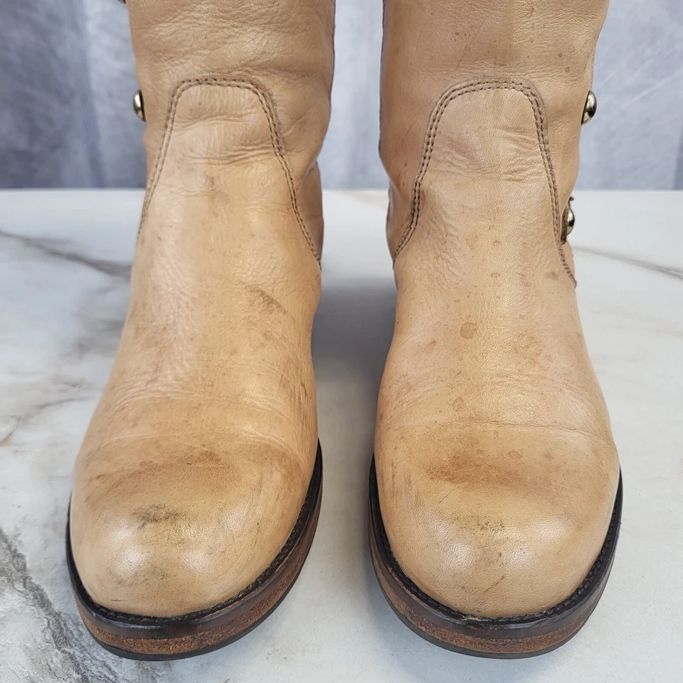 Steve Madden Olster Knee High Zip Up Studded Motorcycle Biker Boots Women's 8 M - Image 4 of 4