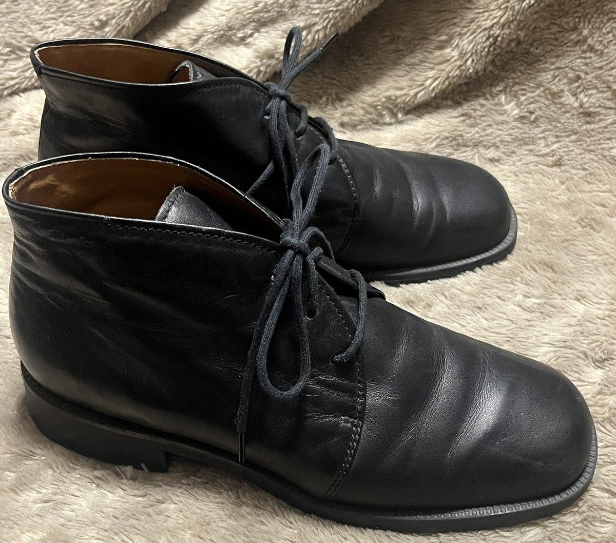 Clarks Bushacre Black Leather Chukka Ankle Boots Lace Up 