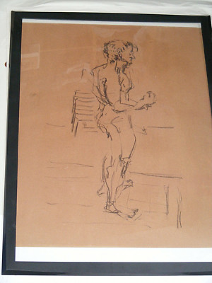 Figur Lebenszeichnung Akt ausdrucksstark Kohle / Papier, Mann stehend, >A2 Format@ 