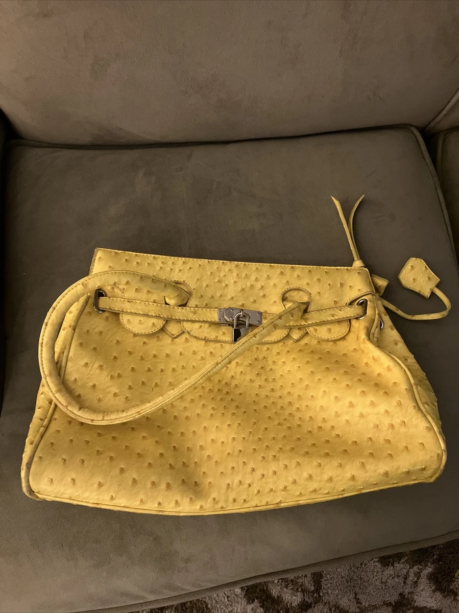 yellow ostrich purse