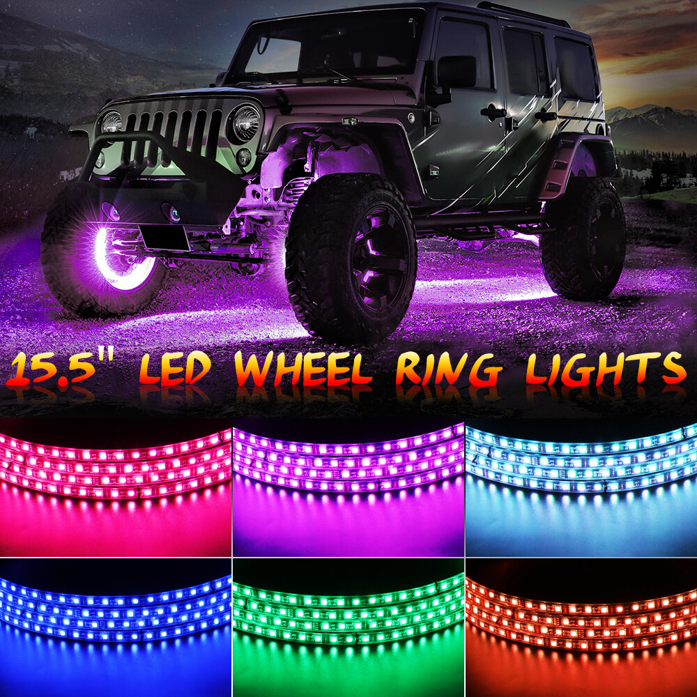 15.5'' RGB LED Wheel Well Light Kit Multi-Color Turn Signal Brake