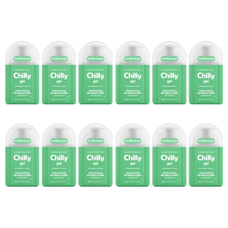 12pz CHILLY GEL Detergente Intimo FRESCHEZZA NATURALE A LUNGO 200ml