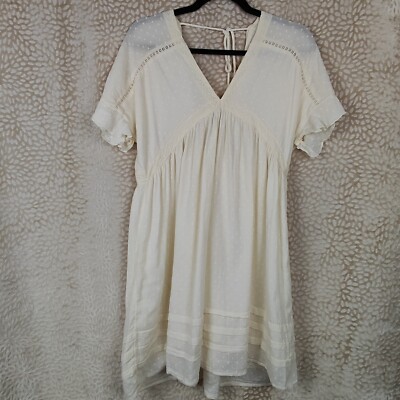 Urban Outfitters Womens Mini Dress Cream Swiss Dot V Neckline Size XS  Cotton | eBay