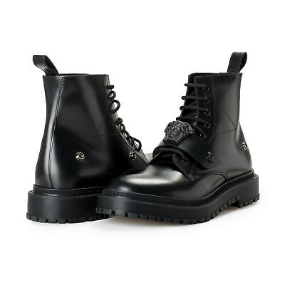 Versace Men's Ultra Black Leather Medusa Ankle Boots Shoes Versace Men's Ultra Black Leather Medusa Ankle Boots Shoes