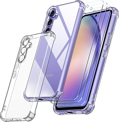 For Samsung A71 A54 A34 A05 A21S Soft Silicone Case Glass Screen Protector