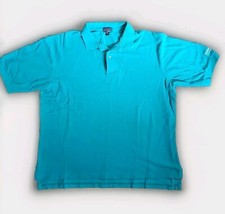 Enron Polo Shirt Single Stitch Mens L Teal Made In USA Vtg