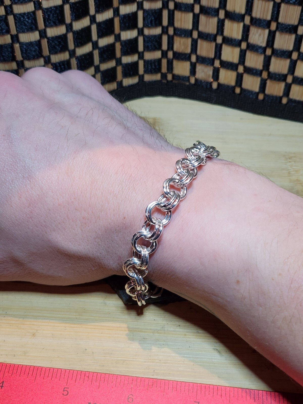 9" Sterling Silver Double Rolo Link Bracelet Heavy Substantial Piece 27