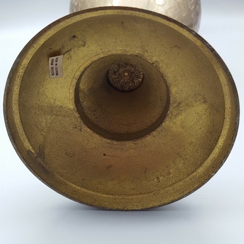 16.5" Tall Solid Brass Ornate Large Vase or Urn, 1960's India, Fluted Rim - Picture 6 of 11