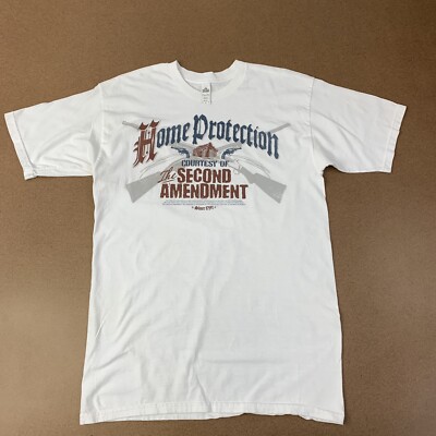 Home Protection Second Amendment Mens Large White Crew Neck T-Shirt
