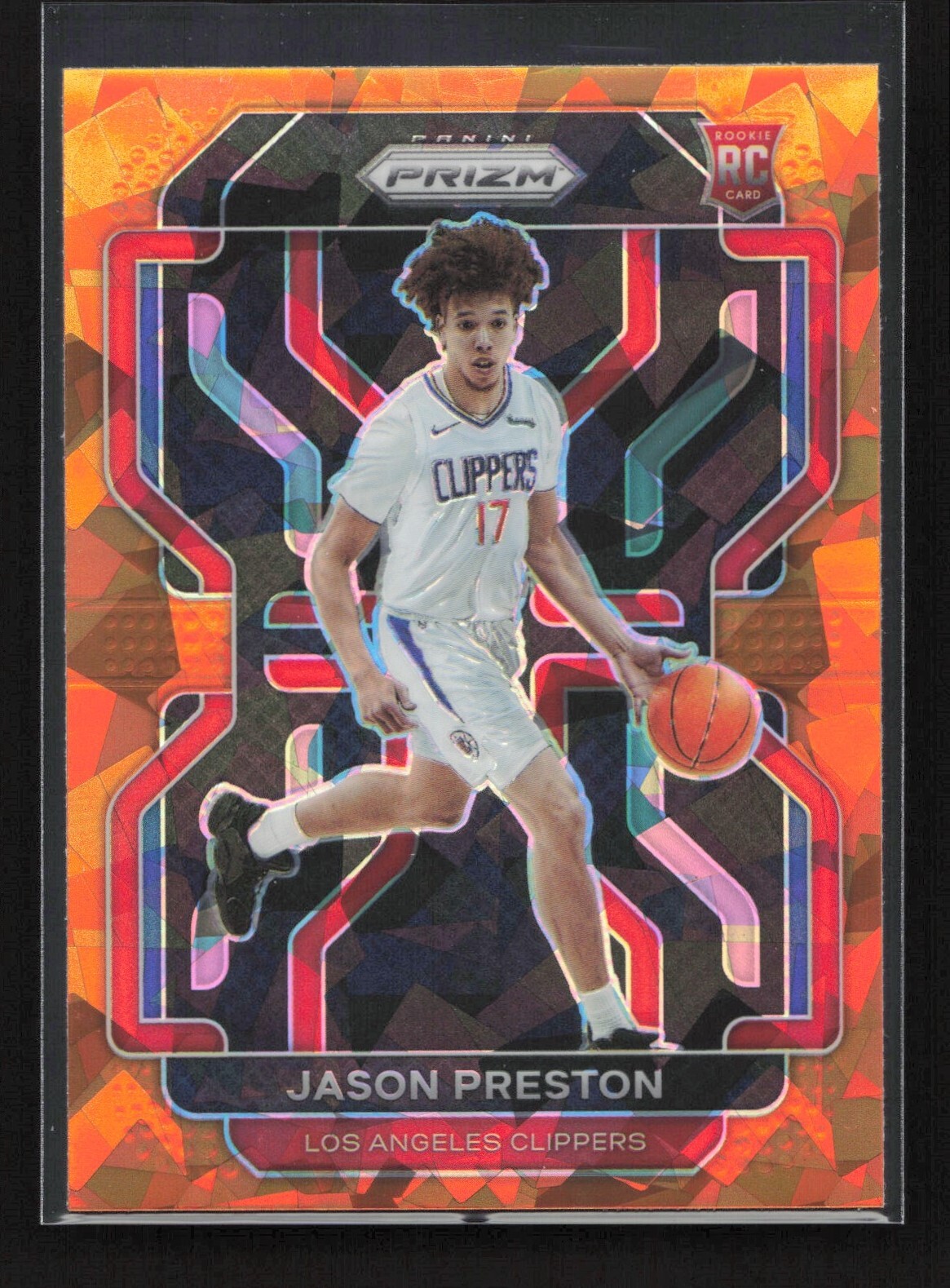 2021-22 Panini Prizm Orange Cracked Ice Jason Preston RC #327 Los Angeles