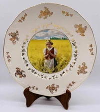 Vintage Figgjo Flint Norway Collectible Plate Girl Wheat Grain Field 10 3/4"