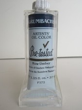 Grumbacher NOS Pre-Test Oil Color Paint, Raw Umber, 1.25 fl. oz. NEW 