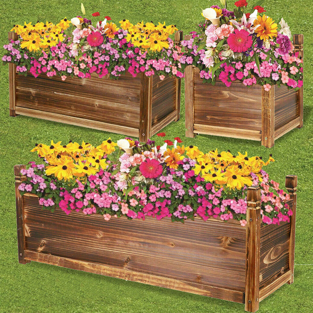 プランター、ウッドストッカー Wood Garden Planters Box Outdoor Vegetable Flower Pot Square