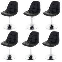 6Er-Set Esszimmerstuhl MCW-A60, Drehstuhl Stuhl, Chrom Kunstleder Schwarz