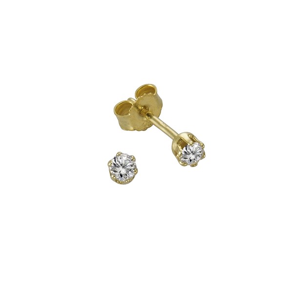F Ohrstecker 333/- Gold Zirkonia 1,3Cm Damen GläNzend Neu-image