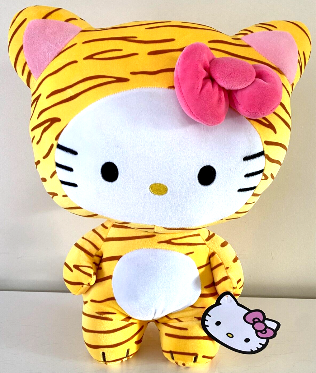【HELLO KITTY】超超BIGぬいぐるみ　シトラス　バスタイム　チェック Giant Hello Kitty Plush Toy 20 inch tall Disguised Tiger Sanrio