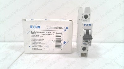 EATON FAZ-C20/1-NA-DC-SP, MINIATURE CIRCUIT BREAKER, NEW #330989