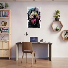 Black Goldendoodle/Labradoodle Wall Art Canvas Unframed Print Art