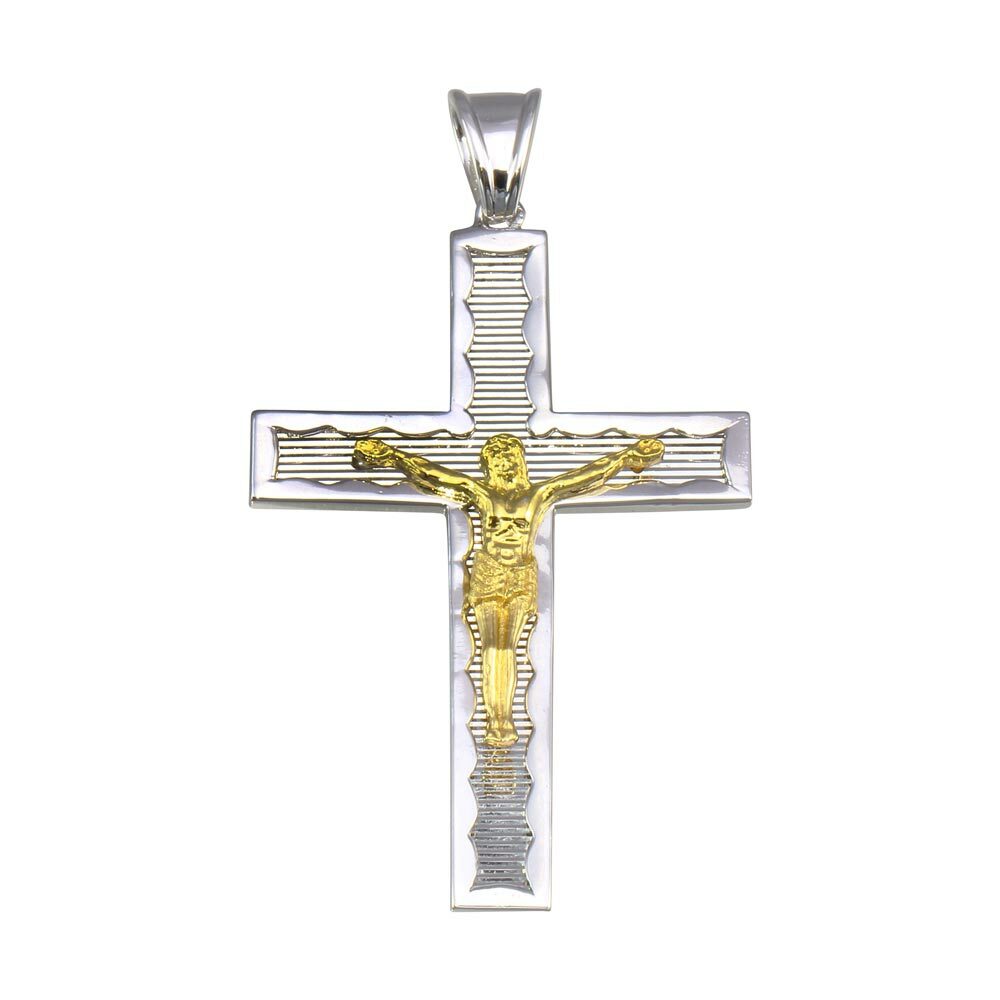 Sterling Silver Crucifix Cross Two Tone Pendant | eBay