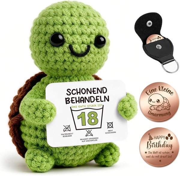 Geschenk 18. Geburtstag Pocket Hug Positive SchildkröTe GlüCksbringer Mutmacher-image