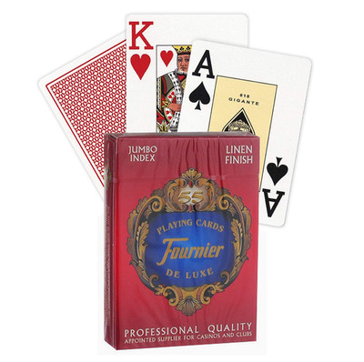 Fournier 818 Leinenfinish Poker Spielkarten Jumbo Index Rot