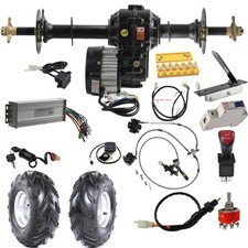 Rear Differential Axle Complete Kit 48V 1000W Motor 7" Wheels Cart Go Kart Bike