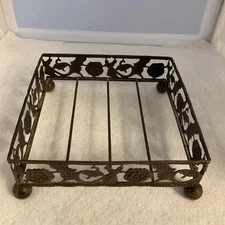Iron Canister Stand Godinger Black Metal Caddy 6.5" Square Round Legs Vintage
