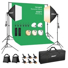 Photography Lighting Kit, 7 x 10 FT Backdrop Stand with 6 x 9 FT Backdrop, So...