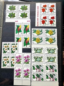 1981 Turkish Rep. of Northern Cyprus Complete Set of Flowers Blk of 4, MNH, OG