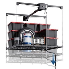 4x4 Ft Overhead Garage Storage Rack 250 Lb Ceiling Mount W Auto Safety Lock