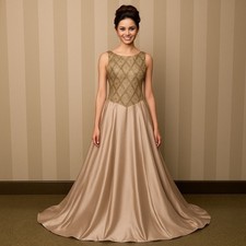Victoria Beaded and Satin Full Skirt Gown w/ Matching Shawl