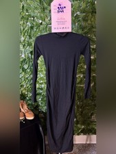 Maternity - Boohoo Black Ribbed Long Sleeve Maxi Dress
