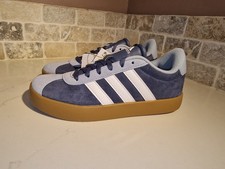 Adidas VL Court 3.0 Kids' Trainers Size UK 3 Light Blue/Navy Brand New In Box