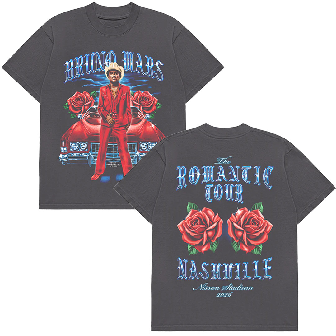 Bruno Mar 2026 Nashville The Romantic Tour Two Sides T-Shirt