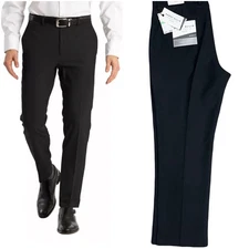 Perry Ellis Portfolio Men 34/34 Modern Fit Dress Pant Easy Care Black Caviar NEW