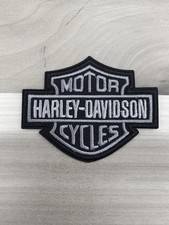 3” Embroidered Harley Davidson Iron On Patch Grey