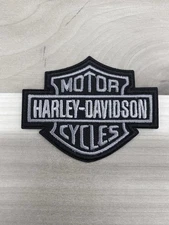 3” Embroidered Harley Davidson Iron On Patch Grey