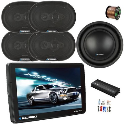 Blaupunkt 9'' Touchscreen WiFi Radio, Amp, Kit, 10'' Sub, 4x 6x9'' 70W Speaker,Wire