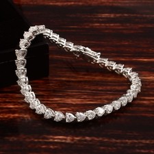 10Ct Moissanite Heart Shape Tennis Bracelet 4mm 925 Sterling Silver Gift for Her